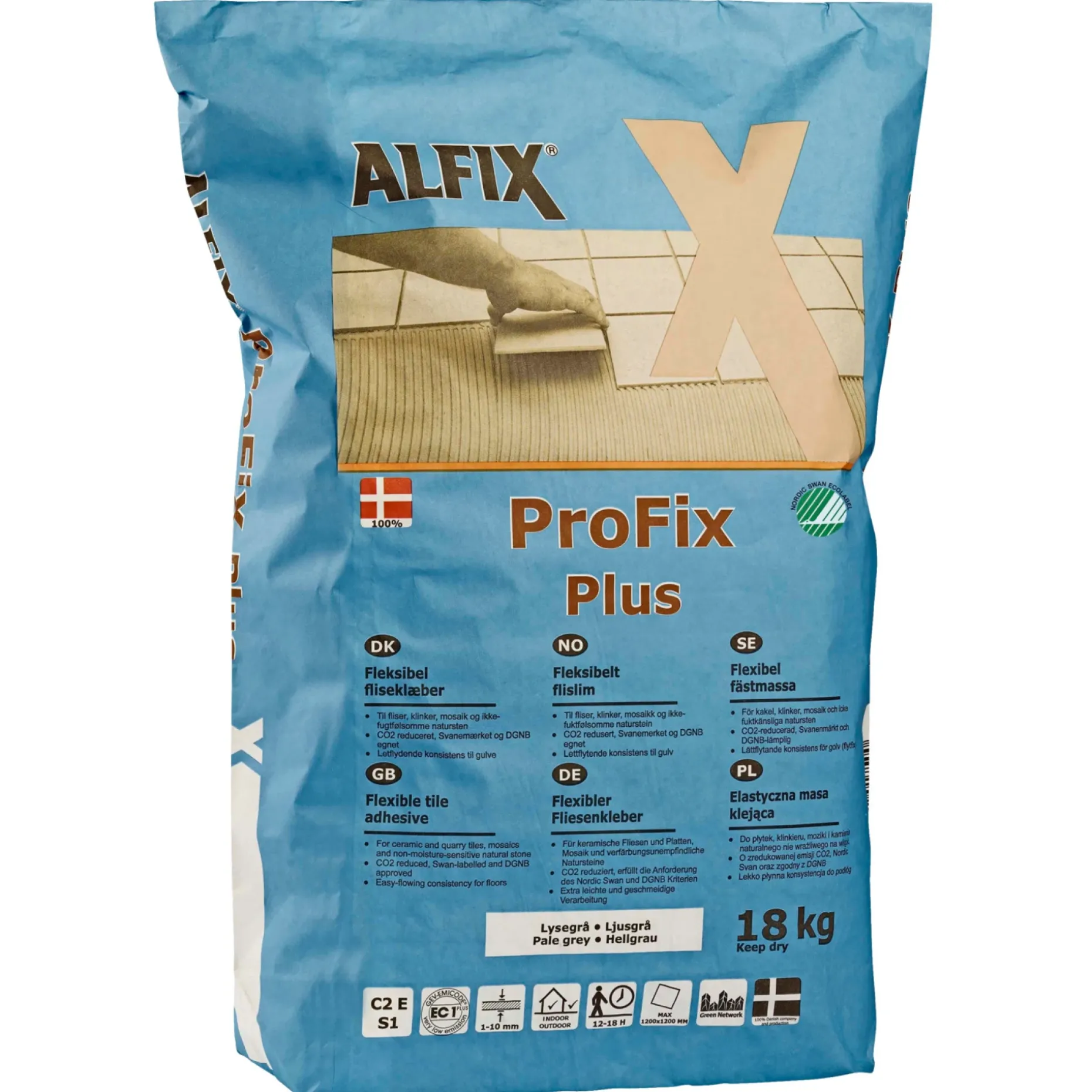 ALFIX PROFIX PLUS FLISEKLÆB 18 KG LYSEGRÅ