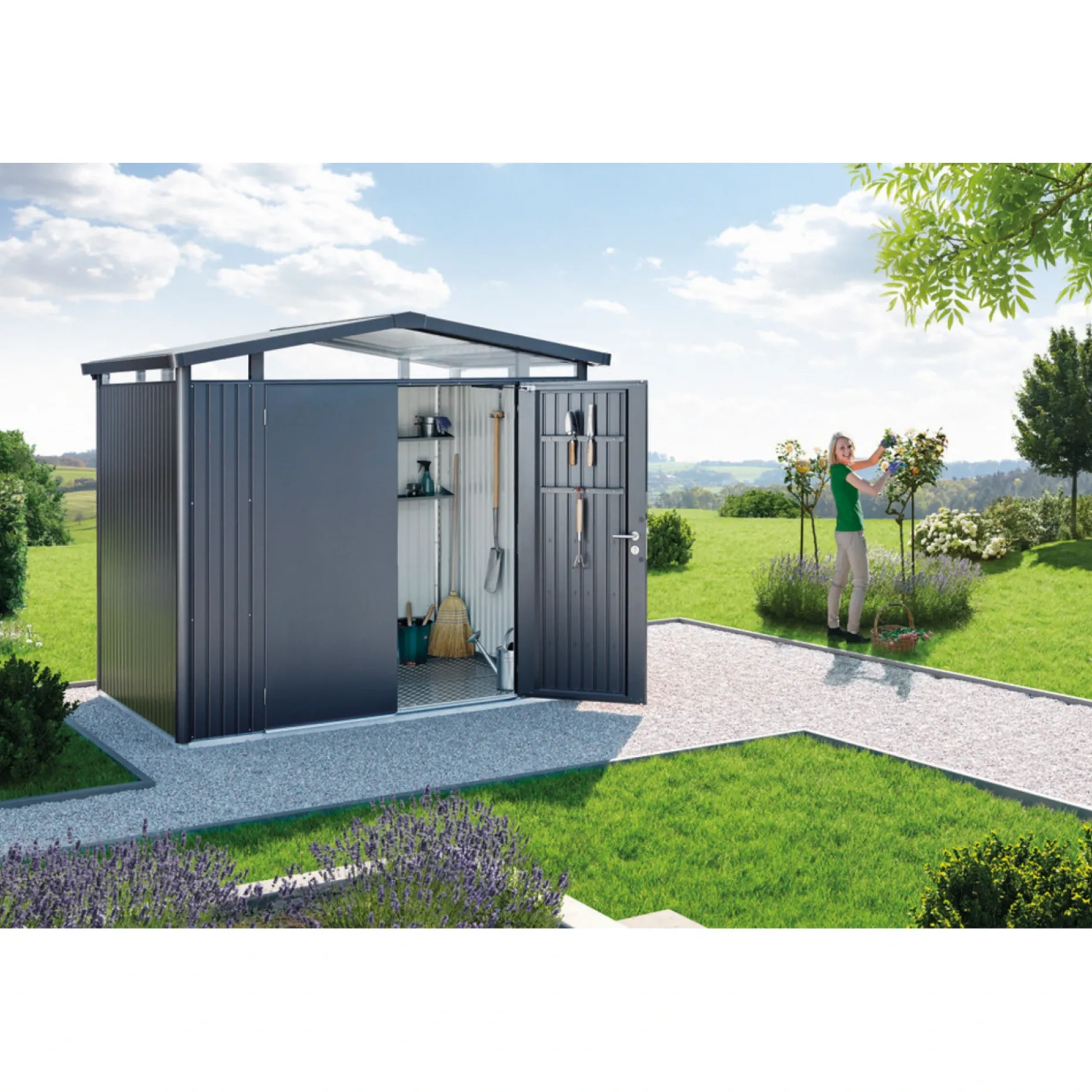 PANORAMA P3 REDSKABSRUM SØLV METALLIC 6,5 M2|Biohort Discount