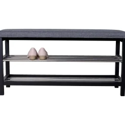 BOLIGINTERIØR BÆNK SORT/GRÅ 34 X 100 CM|Boliginteriør Discount