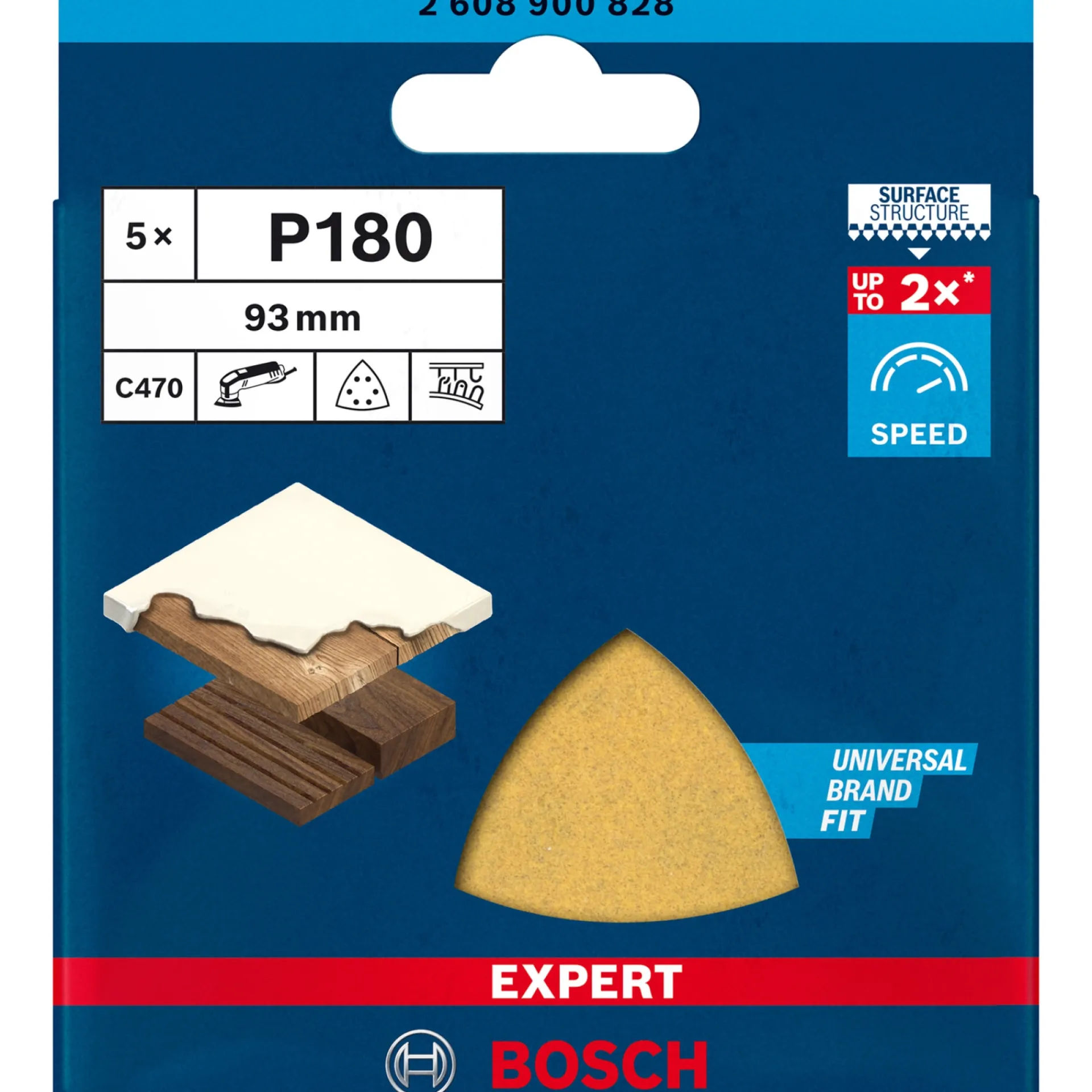 EXPERT C470 DELTA 93MM MELLEM SLIBEBLAD 180 5 STK|Bosch New