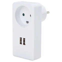 STIKDÅSE HVID M/ 2 USB UDTAG|Gripo Hot