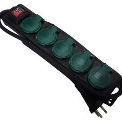 STIKDÅSE 5 UDTAG M/JORD OG AFBRYDER SORT 1 M KABEL|Gripo Discount