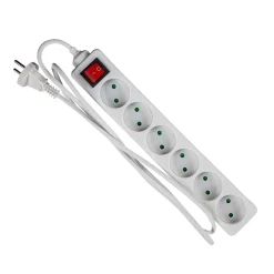 STIKDÅSE 6 UDTAG U/JORD M/AFBRYDER HVID 1,5 M KABEL|Gripo