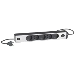 LK STIKDÅSE 5 UDTAG + 2 USB UDTAG U/JORD M/AFBRYDER KOKSGRÅ 1,5 M KABEL