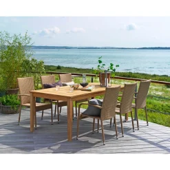 GILI/NAPOLI MED 6 STOLE HAVEMØBELSÆT TEAK/NATUR|Outrium Outlet