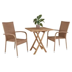 JAVA/NAPOLI MED 2 STOLE CAFESÆT TEAK/NATUR|Outrium Online