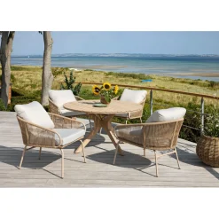 JEPARA BORD + 4 STOLE HAVEMØBELSÆT NATUR/SANDGRÅ|Outrium Clearance