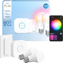 E WCA 2 X E27, BRIDGE & DIM. SWITCH STARTSÆT|Philips Hue