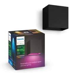RESONATE DOWNWARD UDENDØRS VÆGLAMPE 8W SORT|Philips Hue Online