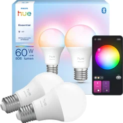 WCA 2-PAK SMART LED PÆRE E27 PEAR (A60) 8W|Philips Hue