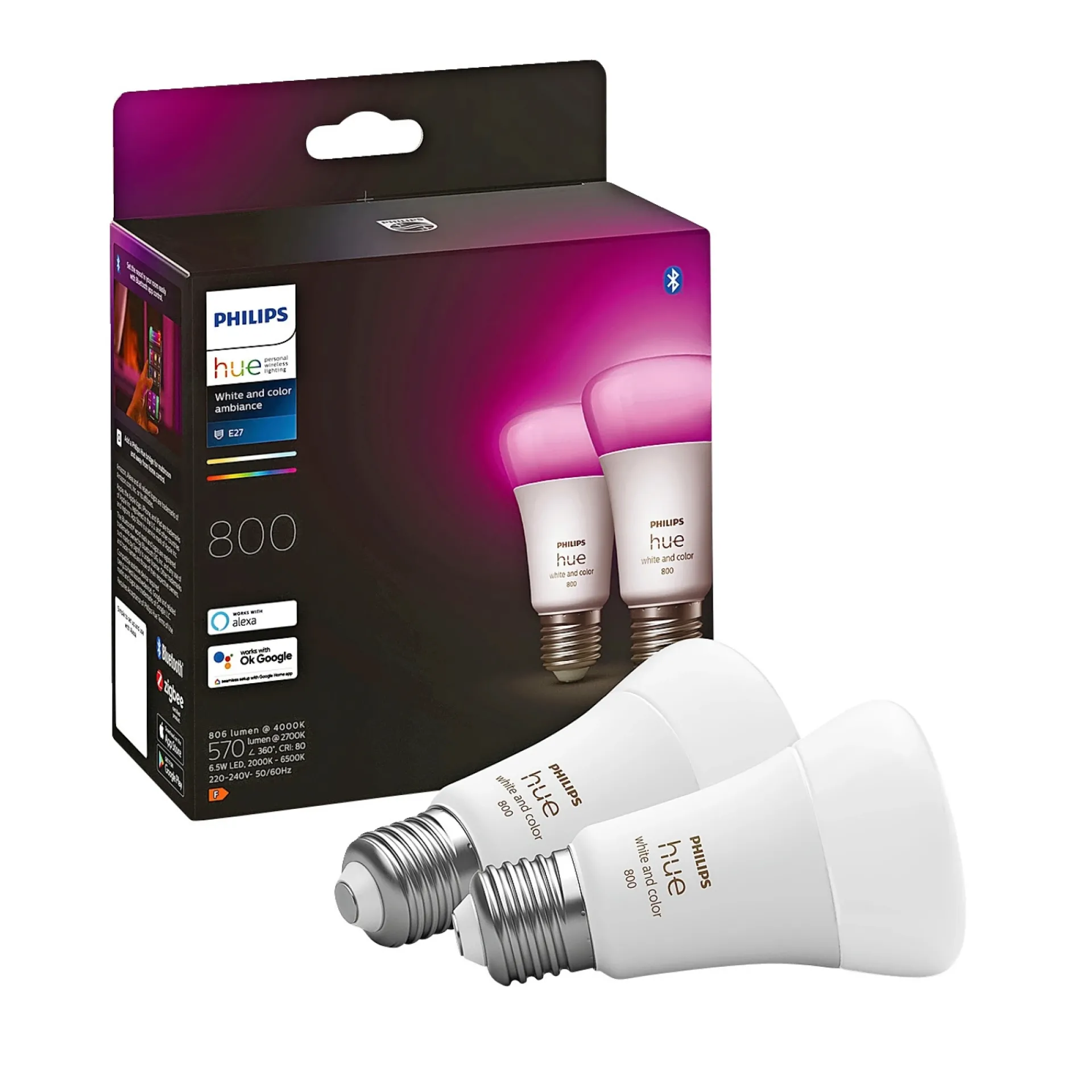 WCA 2-PAK SMART LED PÆRE E27 STANDARD 9W|Philips Hue Discount