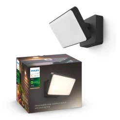 W WELCOME UDENDØRS VÆGLAMPE 15W SORT|Philips Hue