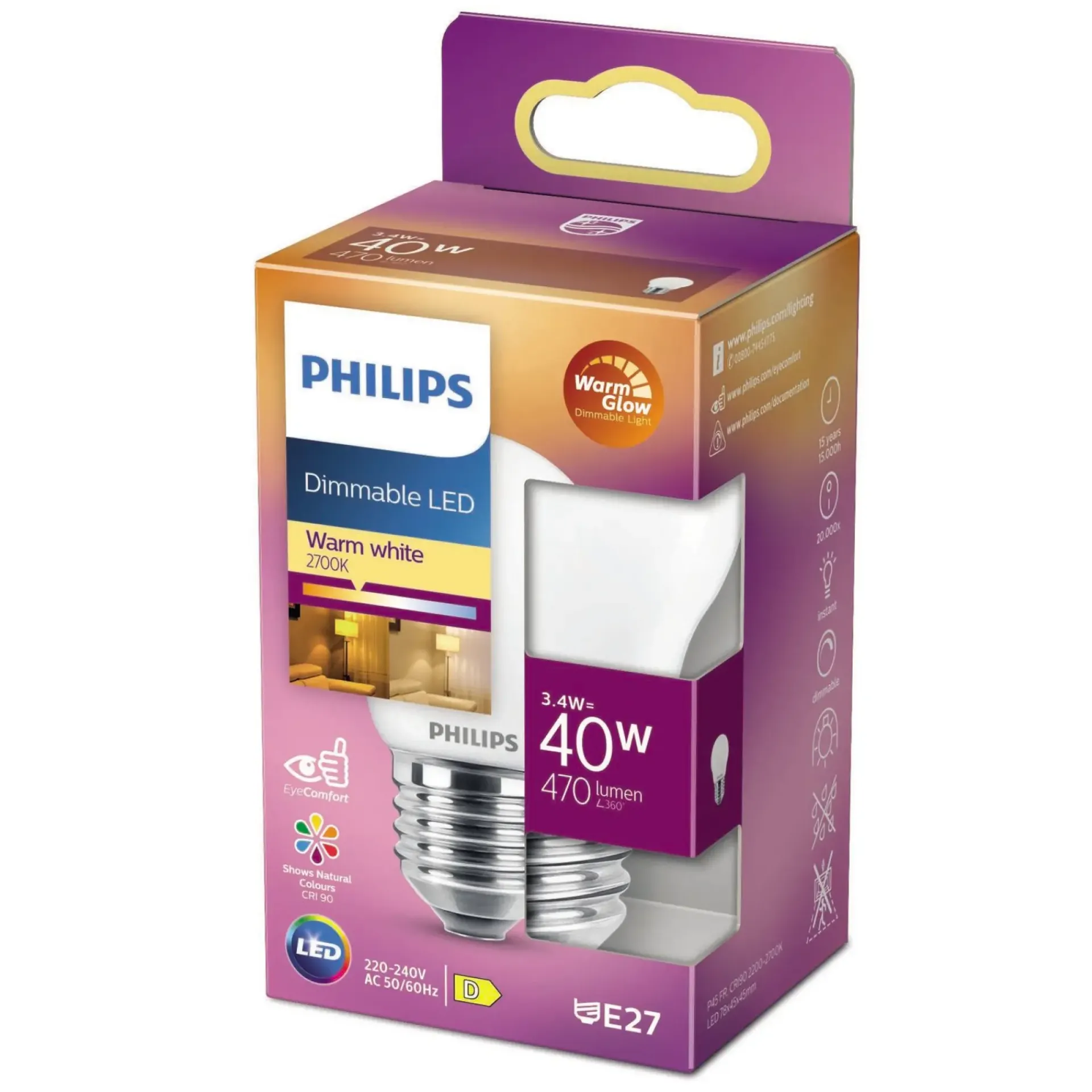 LED PÆRE KRONE E27 3W|Philips Clearance