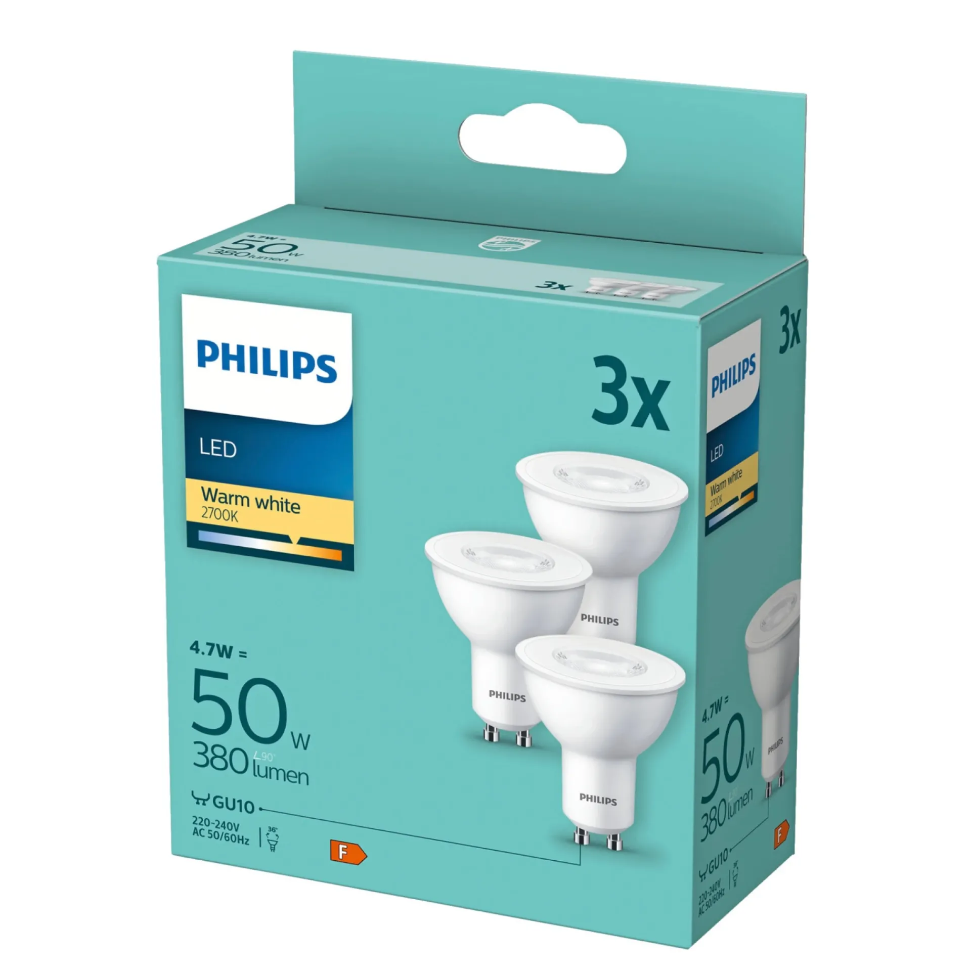 3-PAK LED PÆRE SPOT GU10 5W|Philips Discount