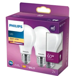 2-PAK LED PÆRE STANDARD E27 7W|Philips Clearance