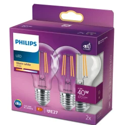 2-PAK LED PÆRE STANDARD E27 5W|Philips Hot