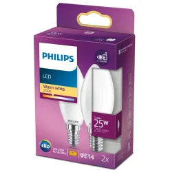 2-PAK MAT LED PÆRE KERTE E14 2W|Philips Best