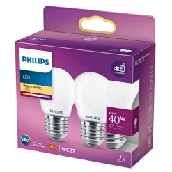 2-PAK MAT LED PÆRE KRONE E27 4W|Philips Outlet