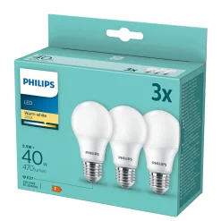 3-PAK MAT LED PÆRE STANDARD E27 5W|Philips Discount