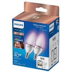 COLOR 2-PAK LED PÆRE E14 KERTE 5W|Philips Smart Best