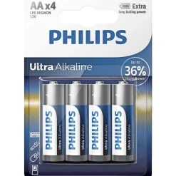 ULTRA ALKALINE AA BATTERI 4 STK/PK|Philips New