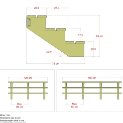 3 TRIN TERRASSETRAPPE 1200 X 540 MM|Plus Clearance