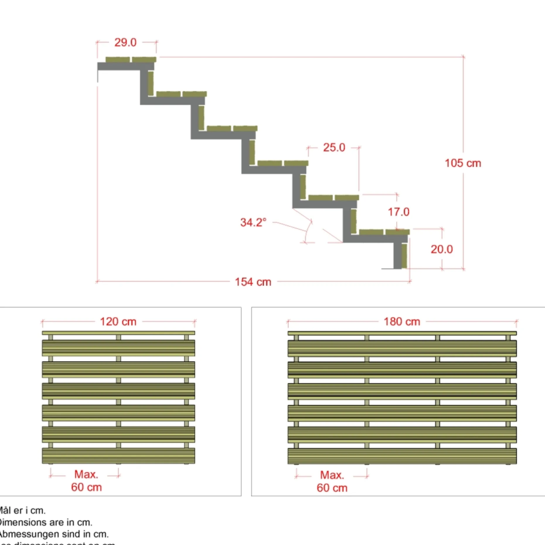 3 TRIN TERRASSETRAPPE 1800 X 420 MM|Plus Discount