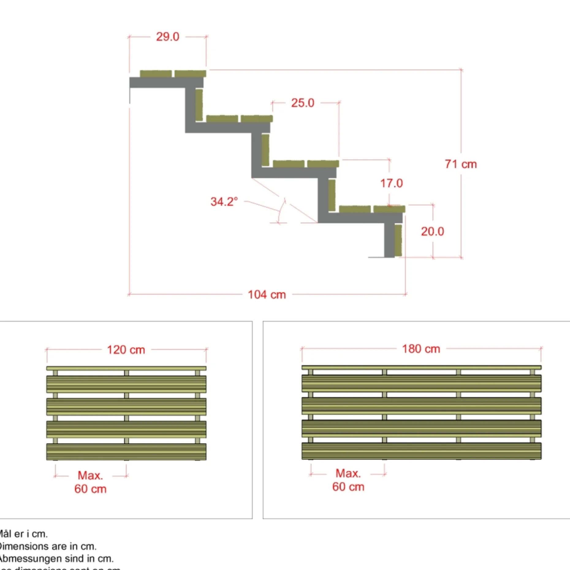 2 TRIN TERRASSETRAPPE 1200 X 370 MM|Plus Discount
