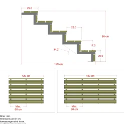 5 TRIN TERRASSETRAPPE 1800 X 880 MM|Plus Hot