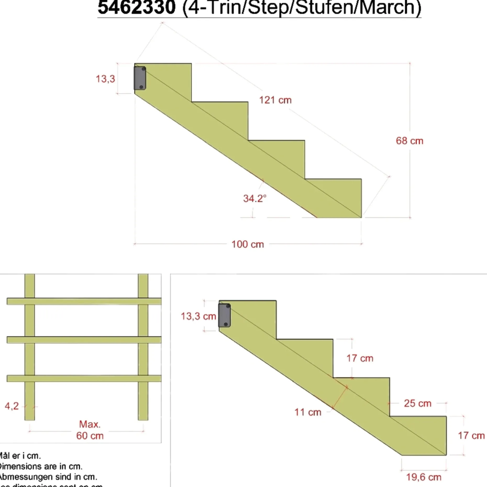 3 TRIN TRAPPEVANGE 42 X 390 MM|Plus